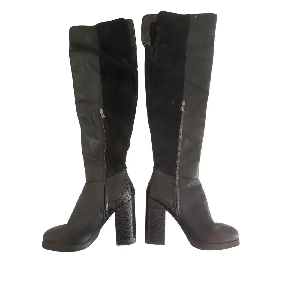 Circus by Sam Edelman Black Knee High Block Heel Platform Boots Womens 8
